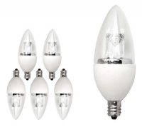 TCP 25 Watt Equivalent 6-pack LED Torpedo Candelabra Based Light Bulbs, Dimmable, Soft White, LDCT4W27K6