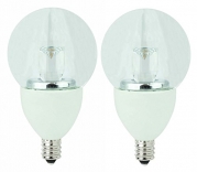 TCP RLDCG164W27K2 LED Clear G16 - 25 Watt Equivalent (only 4w used!) Soft White (2700K) Candelabra (e12) Base DIMMABLE Decorative Globe Light Bulb - 2 pack