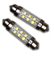 TuningPros LEDDL-42M-W6 Dome Light LED Light Bulbs Festoom 42mm, 6 LED White 2-pc Set