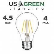 4 Pack 4.5W LED Dimmable Glass Light Bulb Filament A19 Soft White (2700K) 40W Incandescent Replacement E26 Lamp Base