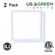 2 Pack, 43W LED Edge-Lit Flat Panel 2x2 Ft, White Frame Troffer, Dimmable, 4000K (Cool White), 3758 Lumen, Ultra Thin Lighting Fixture, DLC Qualified and ETL Listed
