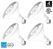 Hyperikon PAR38 LED Bulb, 14W (100W equivalent), 1260lm, 5000K (Crystal White White), CRI 90+, Flood Light, Medium Base (E26), Dimmable, Energy Star, Pack of 4