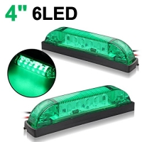 Partsam 2x LED Waterproof Utility Strip Light 4 Green 6LED Side Marker Light Universal