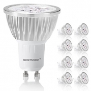 Warmoon GU10 LED Bulbs, 4W Warm White, 3200K, 520lm, 110V, Not Dimmable Spotlight, 35W Halogen Bulbs Equivalent, 30 Degree Beam Angle, Standard Size LED Light Bulbs(Pack of 8)