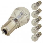 LEDwholesalers BA15s Single Contact Bayonet Base Water-Resistant 0.7W LED Bulb 12V AC/DC (6-Pack), Warm White, 1429WWx6