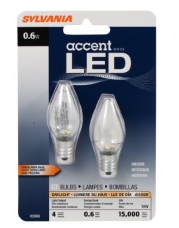 Sylvania 78563 0.6 Watt Accent LED C7 Night Light Bulb, Pack of 2