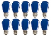 10 Qty. HALCO S14BLU1C/LED 80518 LED S14 1.4W BLUE DIMMABLE E26 ProLED by Halco