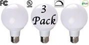 3 Pack Bioluz LED™ White Dimmable G25 Globe 6 Watt = 40 Watt Equivalent Soft White (2700K) Light Bulb 450 Lumens UL Listed