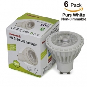 (6 Pack) Homelek 5W LED Recessed Light Bulbs, Equivalent to 50W, MR 16 Shape, Bi-Pin Base GU 10, Aluminum Reflector, 350 Lumens, 38° Beam Angle, Daylight 5500K