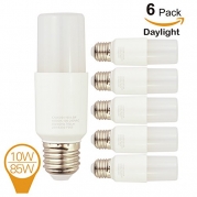 (6 Pack) Homelek 10W LED Light Bulbs, Bright Stik Bulb, Equivalent to 60W, E27 Base, 1000 Lumen, 6500 Kelvin, Daylight