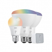 SYLVANIA LIGHTIFY by Osram - Smart Home LED Starter Kit - Includes: (1) A19 RGBW 60W, (2) BR30 RGBW 65W, (1) LIGHTIFY Gateway, Connected, Set Timer, Adjust Color From Your Smartphone, Value Pack