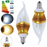 Jambo LED 6SMD5730 6 Watt 130 Lumen voltage 100-240V Candle Light Bulb, soft warm White Light, E12 Base 12-Pack