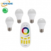 OUYIDE dimmable 6W wireless led lamp e27 led bulb remote controlled led light color changing wifi bulb rgbw led light strip with remote led touch lamp light bulb rf led rgbw controller(4PACK BULB)