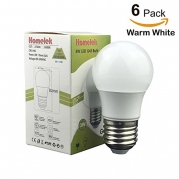 (6 Pack) Homelek 3W LED Light Bulbs, Equivalent to 25W, E26 Base, G45 Bulb, 250 Lumens, Warm White 3000 Kelvin, Best for Bedrooms and Living Rooms