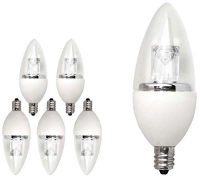 TCP 40 Watt Equivalent LED Torpedo Shaped, Candelabra Based Light Bulbs, 6-Pack, Dimmable, Soft White, LDCT5W27K6
