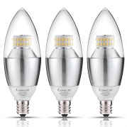 (Pack of 3) LED Candelabra Bulbs, LOHAS® 6Watt Soft White (3000K)Dimmable LED Light Bulbs for Home, 60 Watt Equivalent Light Bulbs, E12 Candelabra Base LED bulb, LED Lights