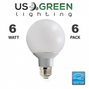 6 Pack LED G25 Vanity Globe Light Bulb - 6W (40 Watt Equivalent) Dimmable Warm White (2700K) Shatter Resistant Energy Star E26 Base 450 Lumens