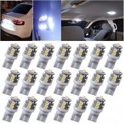 Kecko(TM)20 PCS T10 10-SMD LED Car Side Wedge Light Lamp Bulb DC 12V, W5W 147 168 194 (Pack of 20)--White Automotive Lighting Replacement