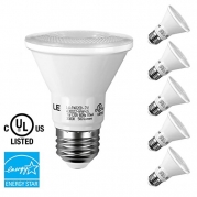 LE® 5 Pack PAR20 LED Bulb, 7W Dimmable Flood Light Bulb, 50W Halogen Bulbs Equivalent, 3000K Warm White, 500lm, 40° Beam Angle, E26 Medium Base, Energy Star LED Light Bulbs, UL Listed Spotlight