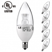 LE® 5W Dimmable C37 E12 LED Bulbs, LED Torpedo, 40W Incandescent Bulbs Equivalent, UL Listed, Candelabra Bulbs, 350lm, 120° Beam Angle, Warm White, 2700K, LED Candle Bulbs, LED Light Bulbs, Pack of 5 Units