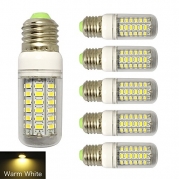 RCLITE 6-Pack 7W E26/E27 56-LED 5730 SMD LED Corn Bulb,60 Watts Replacement Incandescent Bulbs,Warm White light 3000K,450 Lumens, Energy Saving Home Light Bulbs Lamp with Cover(No-Dimmable)