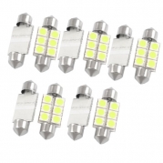 10 Pcs White 5050 SMD 6-LED 1.50 36mm 6418 LED Bulbs For Car Dome Lights