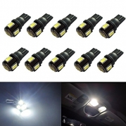 JDM ASTAR 10pcs Super Bright 194 168 175 2825 W5W 158 161 T10 Wedge High Power 5630 SMD 6000K LED Bulbs, Xenon White(Best Value on the market)
