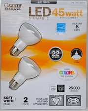 Feit Eelctric 1026816 8 Watt LED Dimmable 45-Watt Replacement Bulbs, Soft White, Pack of 2