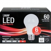 Feit Electric 60 Watt Replacement A19 LED Light Bulbs 6-Pack