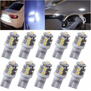 10 PCS Kecko(TM)12V T10 10 SMD LED Car Wedge Side Light Lamp Bulbs DC, W5W 147 168 194 (Pack of 10)--White Automotive Lighting Replacement