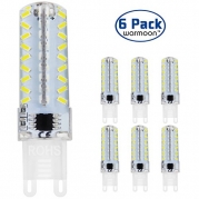 Warmoon G9 LED Light Bulbs, 7W Daylight White, 6500K, 360 Degree Beam Angle LED Bulbs (Pack of 6)
