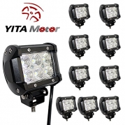 YITAMOTOR 10 X 18W FLOOD LED Light Work Bar Lamp Driving Fog Offroad SUV 4WD Car Truck US
