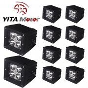 YITAMOTOR 10 x 20W Spot Flush Mount Sqauare LED Light Work Driving Fog Offroad SUV 4WD Car Boat Truck