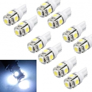Cocoinn 10pcs T10 Wedge 5-SMD 5050 Xenon LED Light bulbs 192 168 194 W5W 2825 158 Cool White light