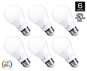 Hyperikon LED A19 Dimmable Bulb, ENERGY STAR, 7-Watt (40-Watt Equivalent), 5000K (Crystal White Glow), 510 Lumens, Medium Screw Base (E26), 340° Omnidirectional, UL-Listed - (Pack of 6)