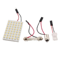 uxcell® White 48 LED Panel 3528 SMD Dome Light Lamp + T10 BA9S Festoon Adapter