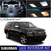 LEDpartsNow Chevy Suburban 2007 - 2014 Xenon White Premium LED Interior Lights Package Kit (15 Pieces) + Installation Pry Tool