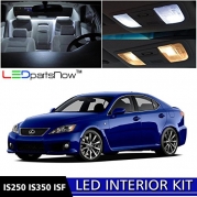 LEDpartsNow Lexus IS250 IS350 ISF 2006-2013 Xenon White Premium LED Interior Lights Package Kit (10 Pieces) + Installation Tool