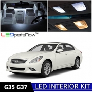 LEDpartsNow Infiniti G35 G37 Sedan 2007-2014 Xenon White Premium LED Interior Lights Package Kit (12 Pieces) + Installation Pry Tool
