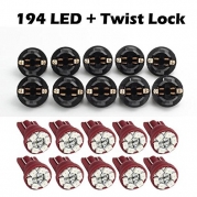 Partsam 10 Pack PC168 Twist Lock T10 Wedge 6-SMD LED Dashboard Instrument Panel Light Red