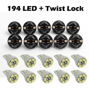 Partsam 10 Pack White PC168 Led Lighting Bulbs Instrument Cluster Twist Lock