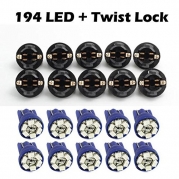 Partsam 10 Pack PC168 T10 Twist Lock Blue T10 168 Led Cluster Gauge Dash Light Bulb+ 10 Pcs Amber Mini bulb