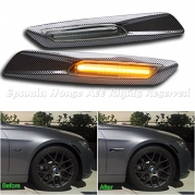 Usa E60 E81 E87 E90 E92 F10 Amber Led Carbon Fiber Smoked Side Marker Lights L/R