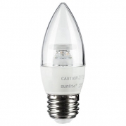 Sunlite ETC/LED/5W/E26/CL/D/ES/27K 2700K LED Torpedo Tip Chandelier 5W, 40W Equivalent Light Bulb with Candelabra E12 Base, Soft White