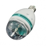 (NYY) YouOKLight? E27 Automatic Rotating 3W 300lm Colorful RGB Light 3-LED Lamp Bulb for Decoration - White + Green