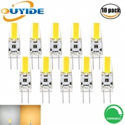 OUYIDE Dimmable G4 COB 3W Day White 6000-6500K Light LED Crystal Bulb 360 Degrees Energy Saving Spot Lights DC 12V pack of 10(20W T3 Halogen Bulb Replacement)