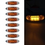 Partsam 8x Universal Waterproof Side Marker Light 3 LEDs Amber Lens w/Chrome Housing