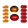 Partsam 5 Amber + 5 Red surface Mount Side Marker 6 Leds Clearance Lamp w/ Removable Lens