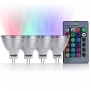 ChiChinLighting 4-Pack Color Changing Lights Mr16 Base 12 volt, 4 Color Changing led bulb controlled by one wireless controller, Great Remote control lights and RGB led bulbs